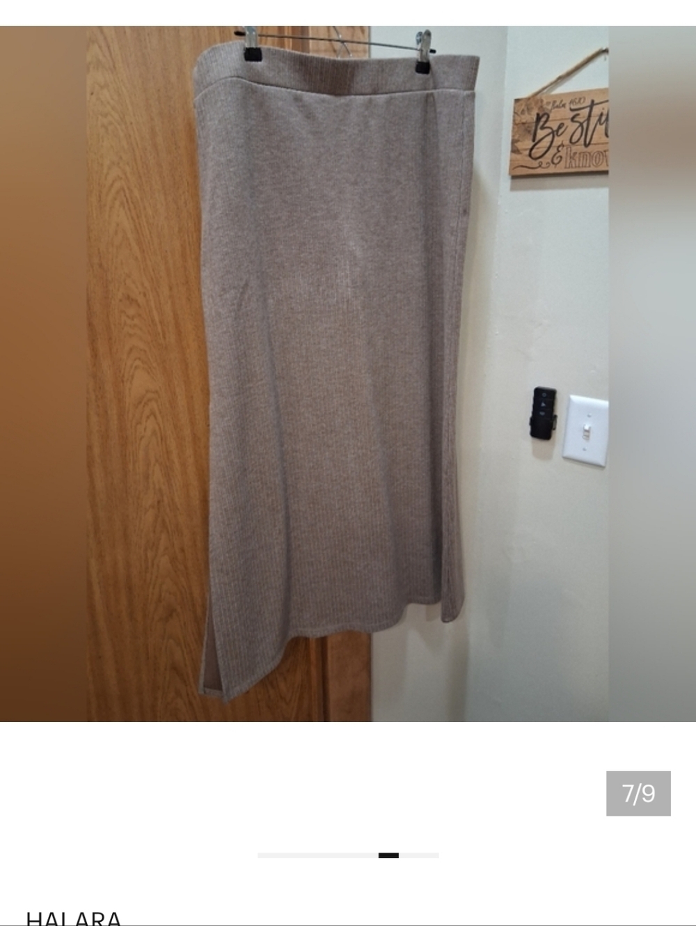 HALARA Ribbed A-Line Skirt in Light Brown